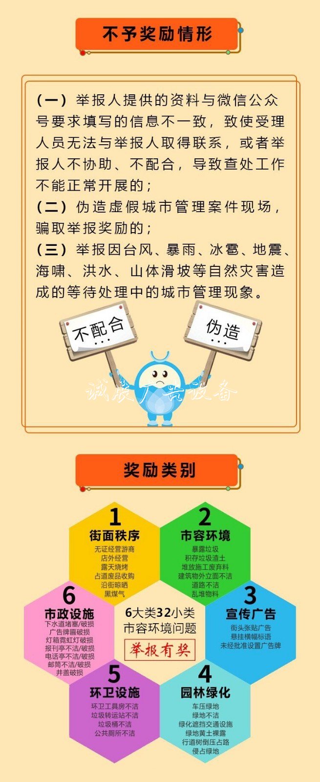 舉報(bào)亂貼小廣告、垃路燈燈箱圾桶破損等現(xiàn)象，獎(jiǎng)勵(lì)2