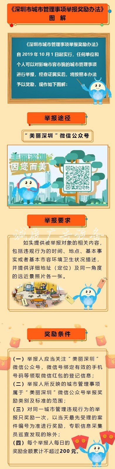 舉報(bào)亂貼小廣告、垃路燈燈箱圾桶破損等現(xiàn)象，獎(jiǎng)勵(lì)2